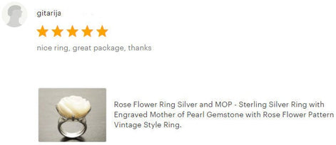 Rose Flower Ring, Sterling Silver, Hand Engraved stone, Mother of Pearl, Hand cut Rose Ring, Unique Floral Ring, Romantic Flower Ring, MOP
