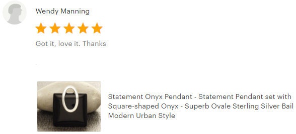 Square Black Onyx Pendant, Sterling Silver Oval Bail, Minimalist Geometric Jewelry