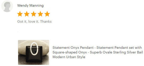 Square Black Onyx Pendant, Sterling Silver Oval Bail, Minimalist Geometric Jewelry