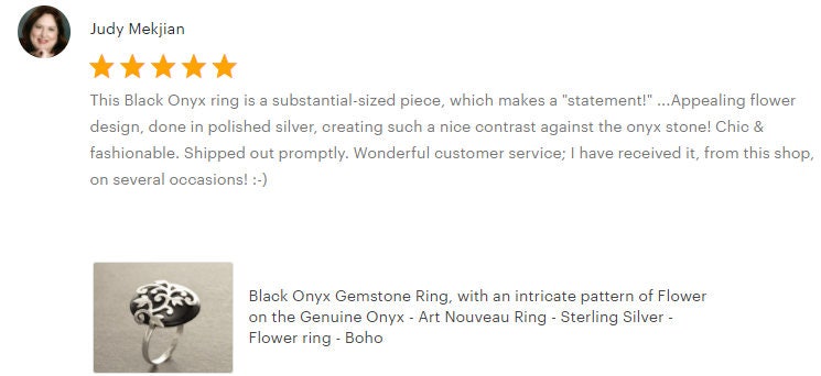 Black Onyx Ring - Flower filigree - Genuine Onyx - Art Nouveau Ring - Sterling Silver - shabby chic ring -Flower ring - Boho ring
