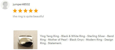 Yin Yang Ring - Black & White Ring - Sterling Silver - size 5.5 US - Mother of Pearl - Black Onyx - Modern Ring - Design Ring .