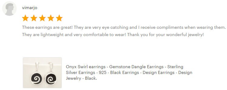 Black round earrings - Sterling Silver 925, Black Onyx Stone Dangle Earrings, Spiral Design Earrings, Modern Swirl Design Jewelry