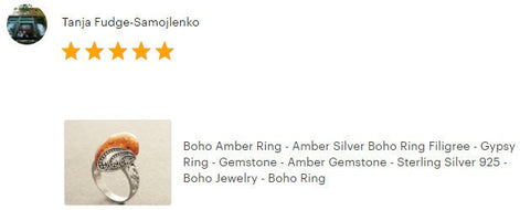 Boho Amber Ring, Sterling Silver 925, GENUINE Amber Gemstone with Inclusions, Intricate Filigree Jewelry, Antique Vintage Bali Bohemian Ring