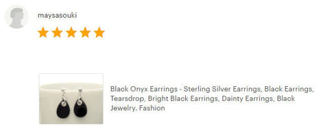 Black Onyx Drop Earrings • Sterling Silver • Teardrop Dangle Studs • Minimalist Gift for Her