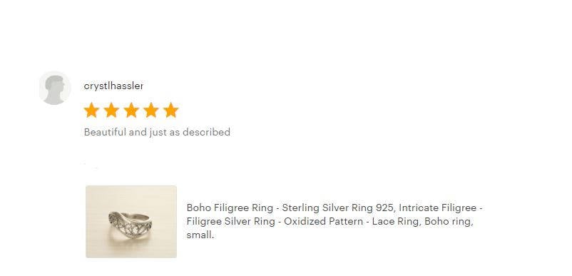 Oxidized Sterling Silver Filigree Ring, Boho Lace Design, Band Silver Jewelry