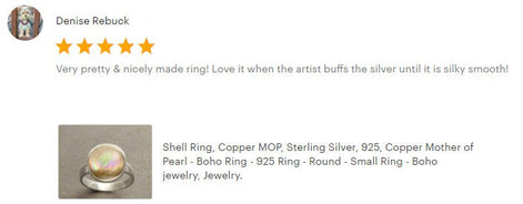 Gold Shell Ring, Sterling Silver, Genuine Copper Gold Paua Shell Pearl, Modern Minimalist Geometric Round Stone Ring