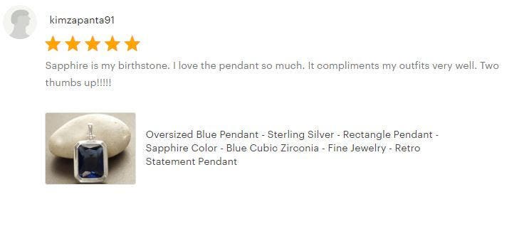 Black Rectangle Pendant, Sterling Silver Jewelry, Big Cz Stone, Deep Dark Black Color, Statement Rectangle Necklace, Unisex Women Gift