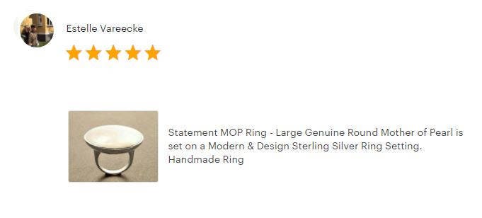 Modern Disc Ring, Sterling Silver, Genuine White MOP, Mother of Pearl, Modern Round Ring, Minimalist Jewelry, Unique Rounded Flat Stone Ring