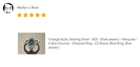 925 Blue Oval Ring Sterling Silver, Marquise Form Shape, Topaz Color Cz stone and White Stones CZ, Woman Jewelry