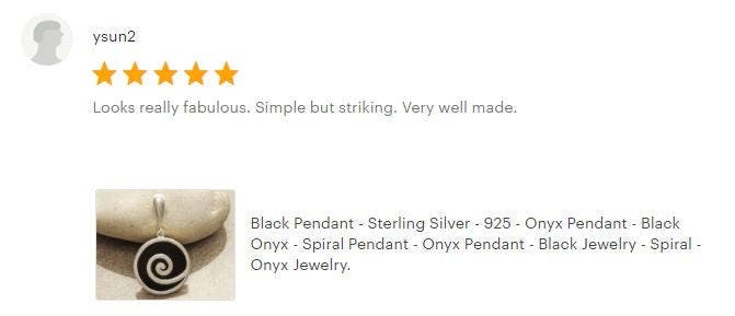 Black Spiral Pendant, Sterling Silver, Onyx Pendant, Black Stone Pendant, Geometric Spiral Jewelry