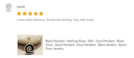 Black Spiral Pendant, Sterling Silver, Onyx Pendant, Black Stone Pendant, Geometric Spiral Jewelry