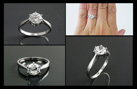 Solitaire Ring, 2ct Round Stone Sparkling Cz (Ddiamond simulant), Classic Engagement Promise Jewelry, Sterling Silver, Valentine's Day Gifts