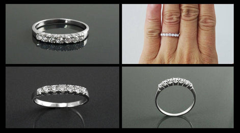 Half Eternity Diamond Ring by KRAMIKE • Sterling Silver • Sparkling Stones Promise Band • Perfect for Wedding, Anniversary, and Gift • KR036
