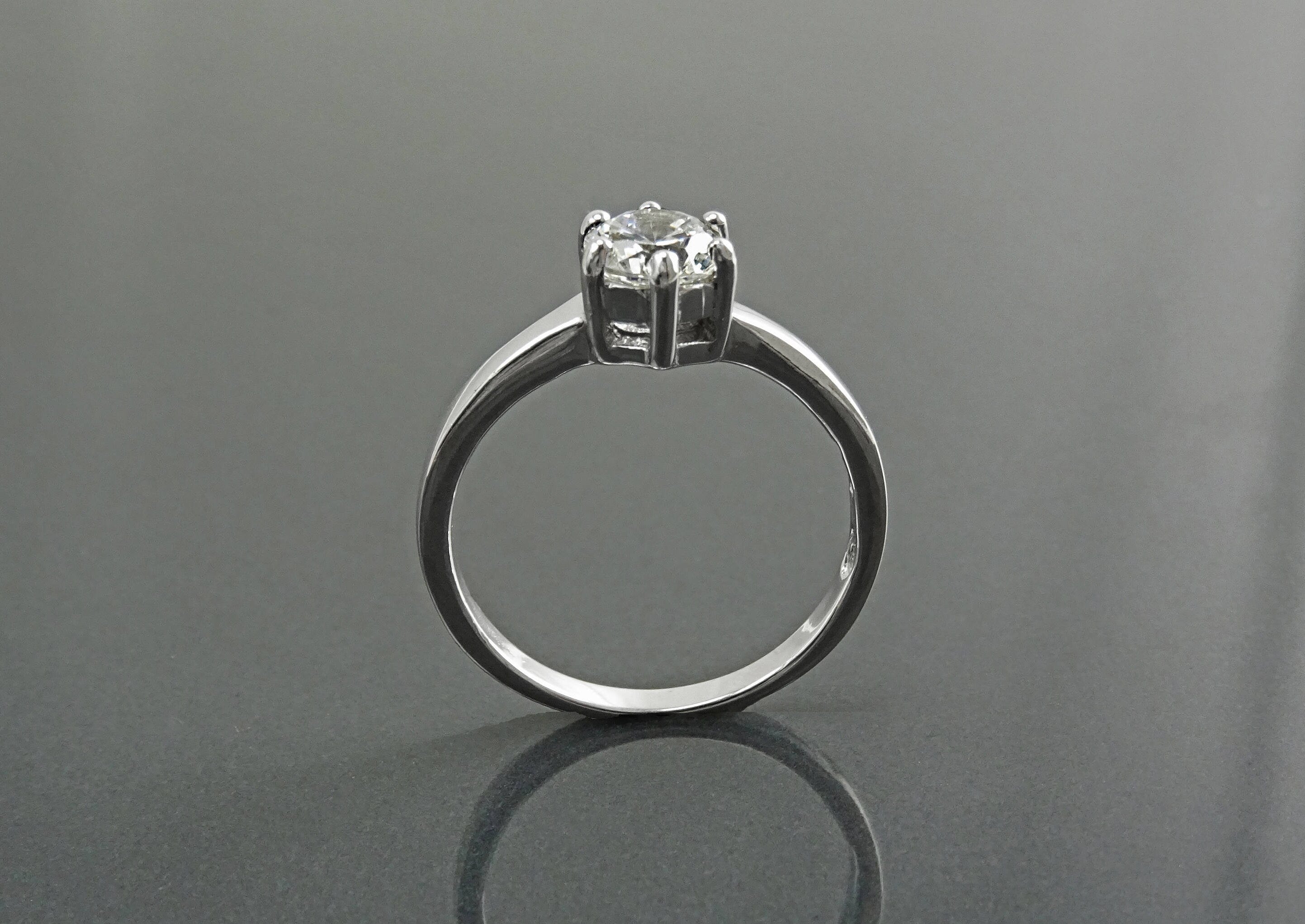 Solitaire Ring, Sterling Silver, 1ct Round CZ, Handmade