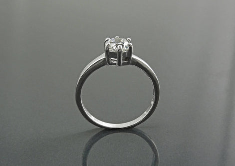 Solitaire Ring, Sterling Silver, 1ct Round CZ, Handmade