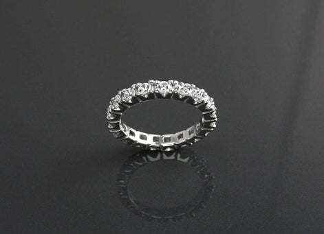 Full Eternity Band, Sterling Silver Wedding Ring, Cubic Zirconia Bridal Jewelry