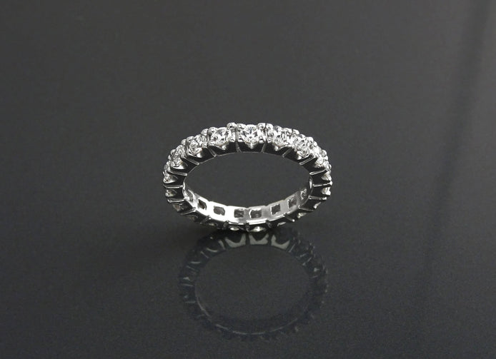 Full Eternity Band, Sterling Silver Wedding Ring, Cubic Zirconia Bridal Jewelry