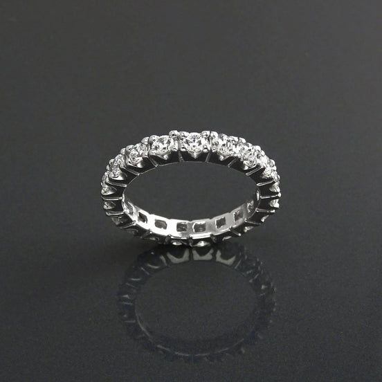 Full Eternity Band, Sterling Silver Wedding Ring, Cubic Zirconia Bridal Jewelry