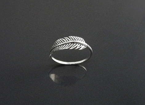 Sterling Silver Feather Ring, Native Inspired Stacking Band, Nature Jewelry