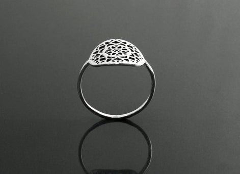 Flower of Life Ring, Sterling Silver, Seed of Life Ring, Sacred Geometry Ring, Dainty Thin Filigree Round Ring, Mandala Spiritual Jewelry