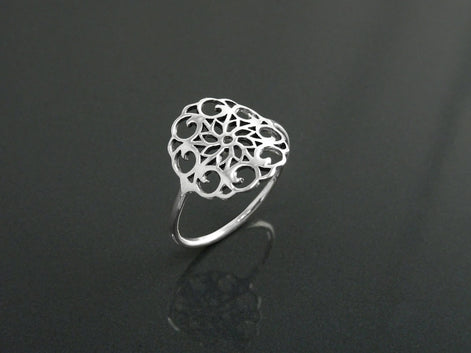 Sterling Silver Seed of Life Filigree Ring, Mandala Spiritual Jewelry