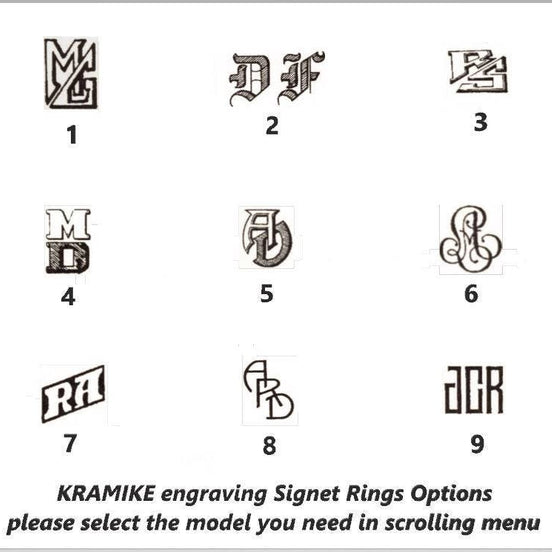 Hand Engraved Sterling Silver Signet Ring, Personalized Initials Jewelry