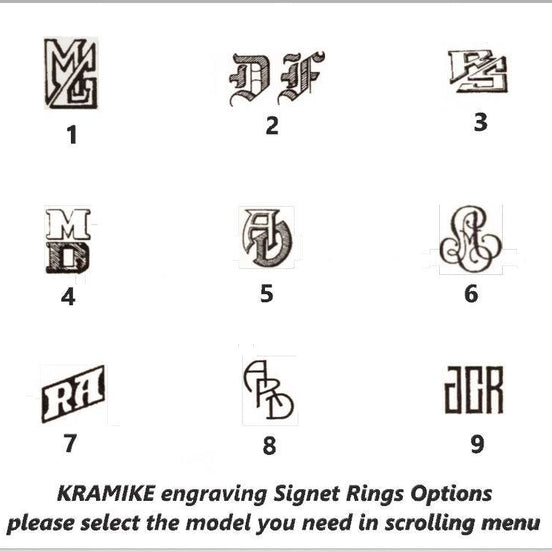 Hand Engraved Sterling Silver Signet Ring, Unisex Initial Jewelry