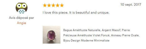 Oval Amethyst Sterling Silver Ring, Modern Minimalist Gemstone Jewelry