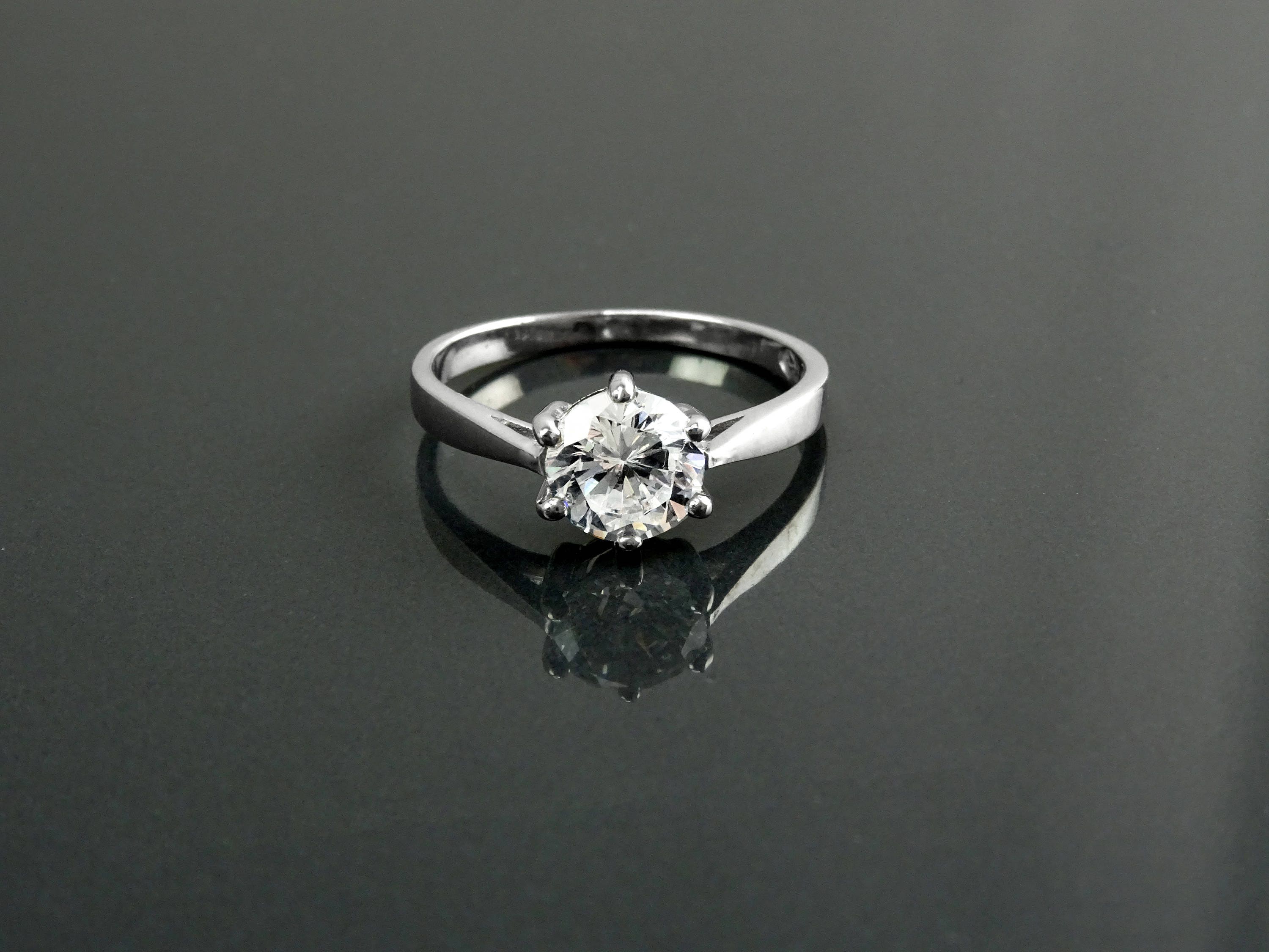 Solitaire Ring, 2ct Round Stone Sparkling Cz (Ddiamond simulant), Classic Engagement Promise Jewelry, Sterling Silver, Valentine's Day Gifts