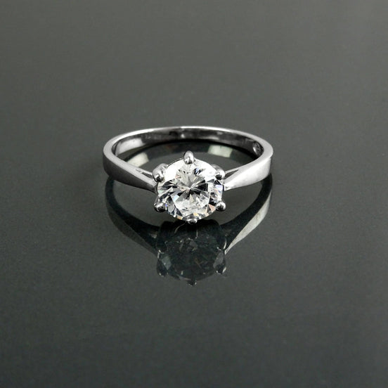 Solitaire Ring, 2ct Round Stone Sparkling Cz (Ddiamond simulant), Classic Engagement Promise Jewelry, Sterling Silver, Valentine's Day Gifts