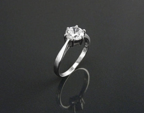 Solitaire Ring, 2ct Round Stone Sparkling Cz (Ddiamond simulant), Classic Engagement Promise Jewelry, Sterling Silver, Valentine's Day Gifts