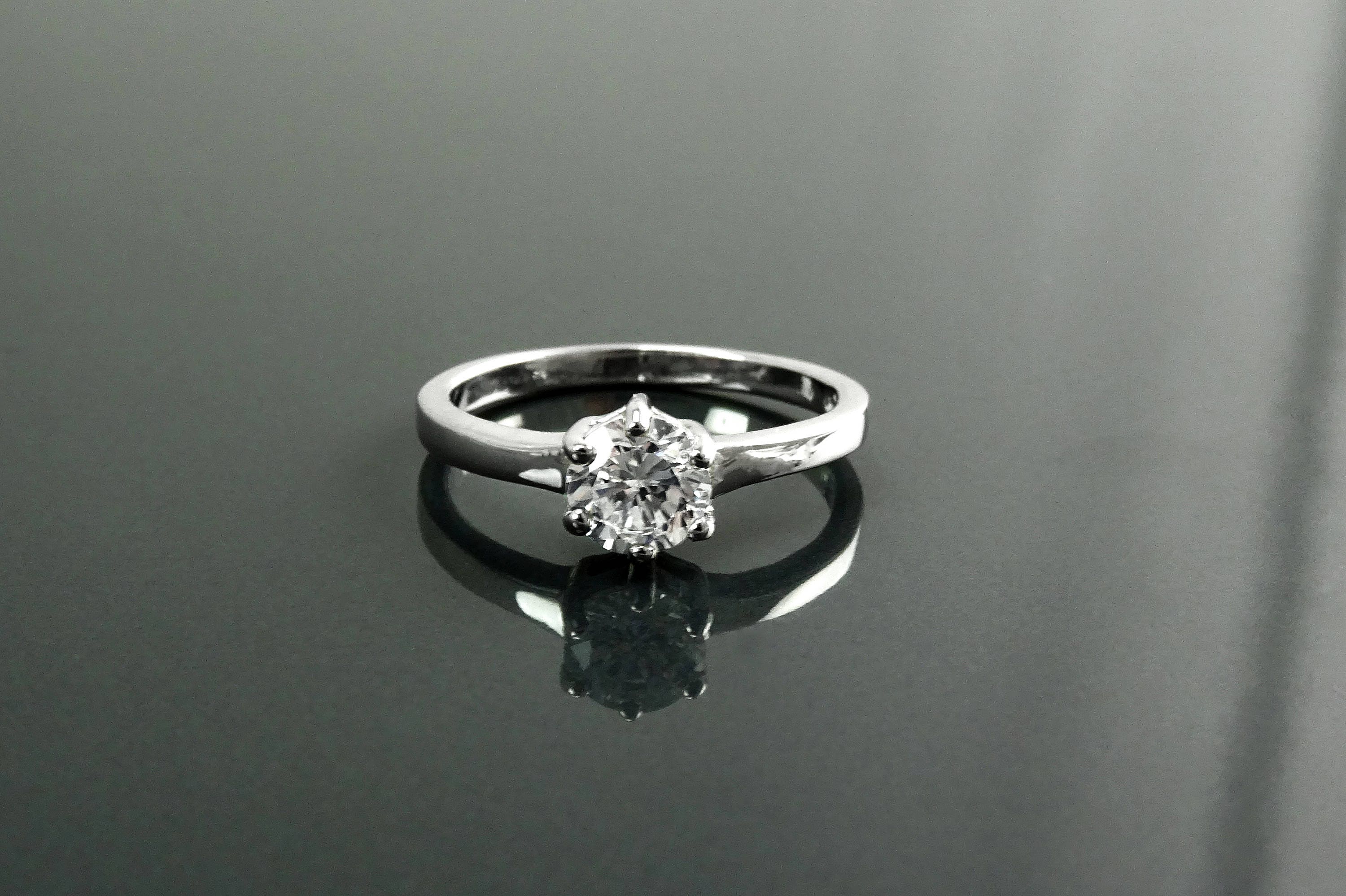 Solitaire Ring, Sterling Silver, 1ct Round CZ, Handmade