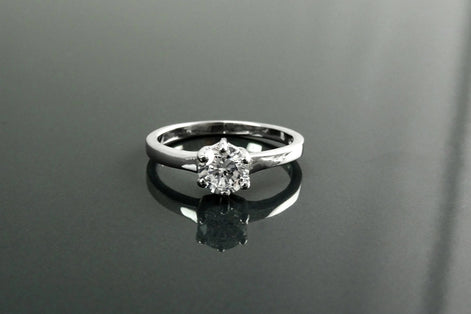 Solitaire Ring, Sterling Silver, 1ct Round CZ, Handmade