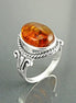 Oval Amber Gemstone Ring, Sterling Silver Rope Shank, Boho Unisex Jewelry By KRAMIKE