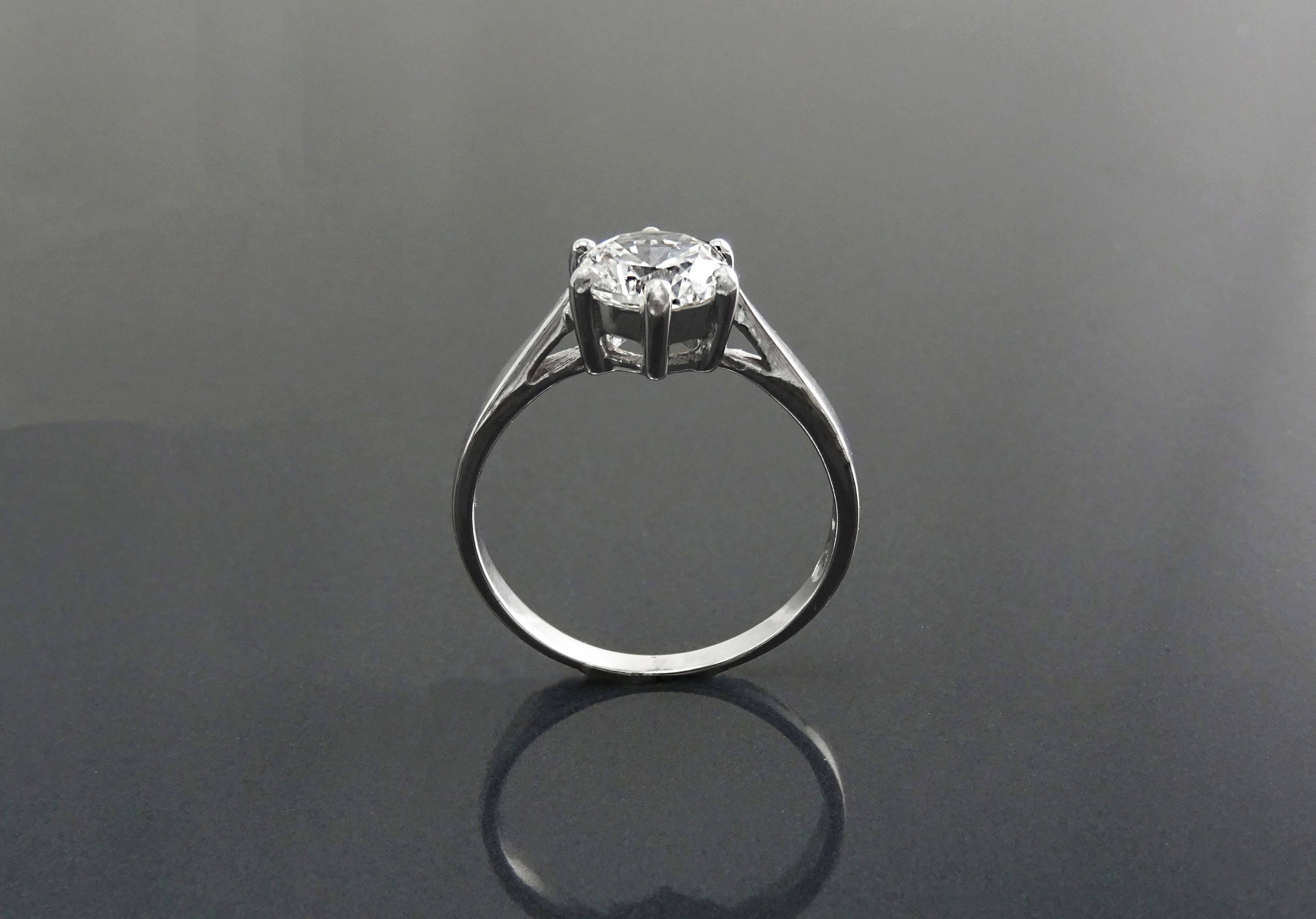 Solitaire Ring, 2ct Round Stone Sparkling Cz (Ddiamond simulant), Classic Engagement Promise Jewelry, Sterling Silver, Valentine's Day Gifts