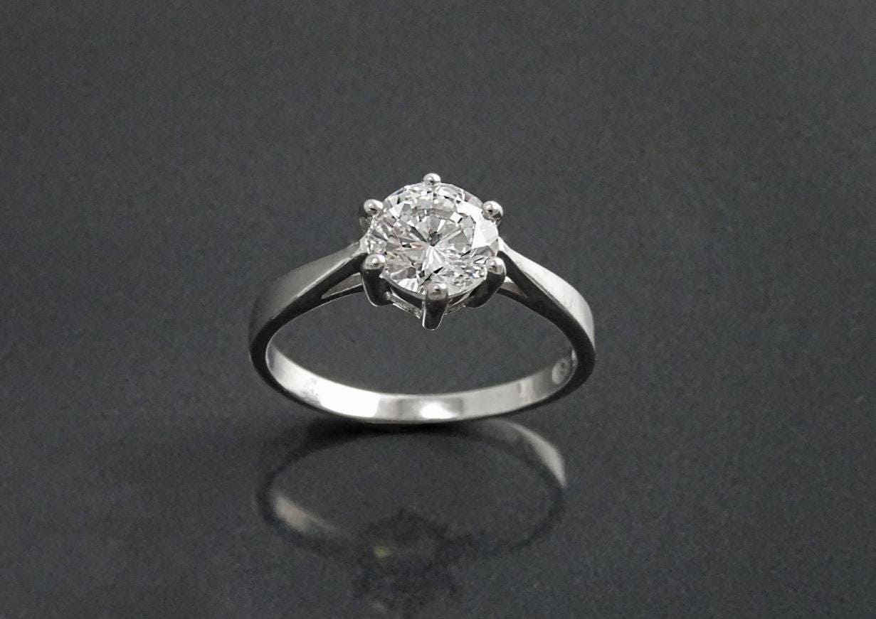 Solitaire Ring, 2ct Round Stone Sparkling Cz (Ddiamond simulant), Classic Engagement Promise Jewelry, Sterling Silver, Valentine's Day Gifts