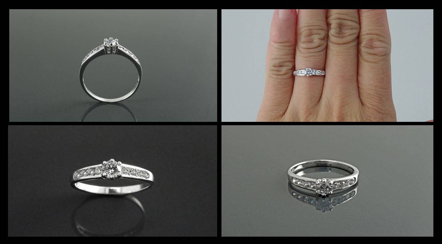 Sterling Silver Solitaire Promise Ring, Half Eternity Band, CZ Stones