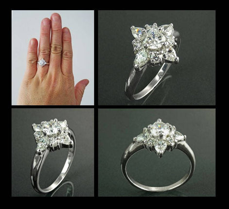 925 Handmade Sterling Silver North Star Ring, CZ Diamond Simulant, Small Silver jewelry