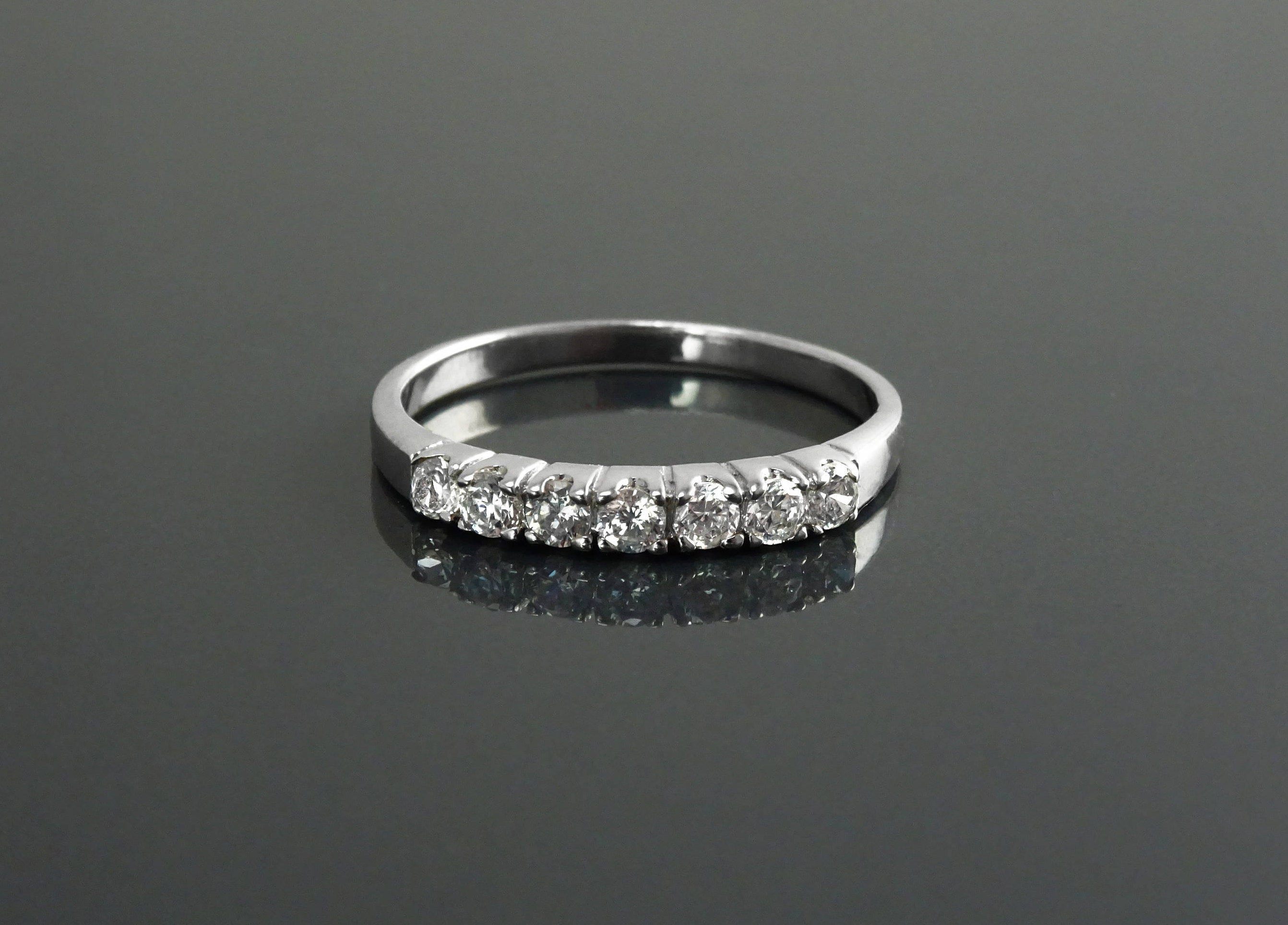 Half Eternity Diamond Ring by KRAMIKE • Sterling Silver • Sparkling Stones Promise Band • Perfect for Wedding, Anniversary, and Gift • KR036