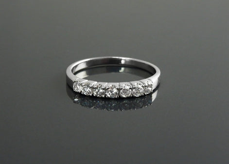 Half Eternity Diamond Ring by KRAMIKE • Sterling Silver • Sparkling Stones Promise Band • Perfect for Wedding, Anniversary, and Gift • KR036
