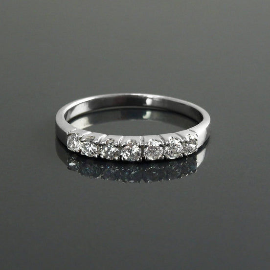 Half Eternity Diamond Ring by KRAMIKE • Sterling Silver • Sparkling Stones Promise Band • Perfect for Wedding, Anniversary, and Gift • KR036