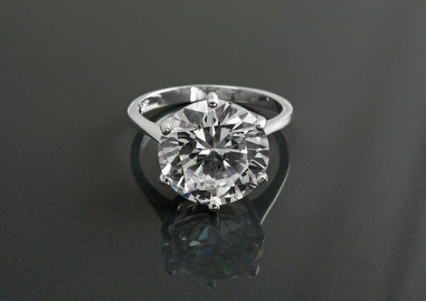 Oversize Solitaire Diamond Ring by KRAMIKE • 12mm - 6ct • Sterling Silver • Round Stone • Bridal gift • Engagement Promise Jewelry • KR188