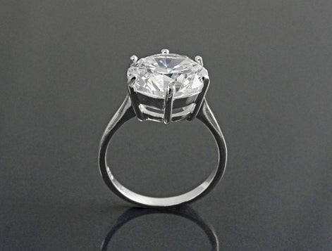 Oversize Solitaire Diamond Ring by KRAMIKE • 12mm - 6ct • Sterling Silver • Round Stone • Bridal gift • Engagement Promise Jewelry • KR188