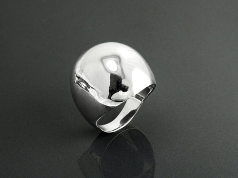 Statement Dome Ring, Sterling Silver 925, Hand Forged, Minimalist Ring, Designer Unique Style Ring, Wide Domed Ring, Smooth Polished Finish
