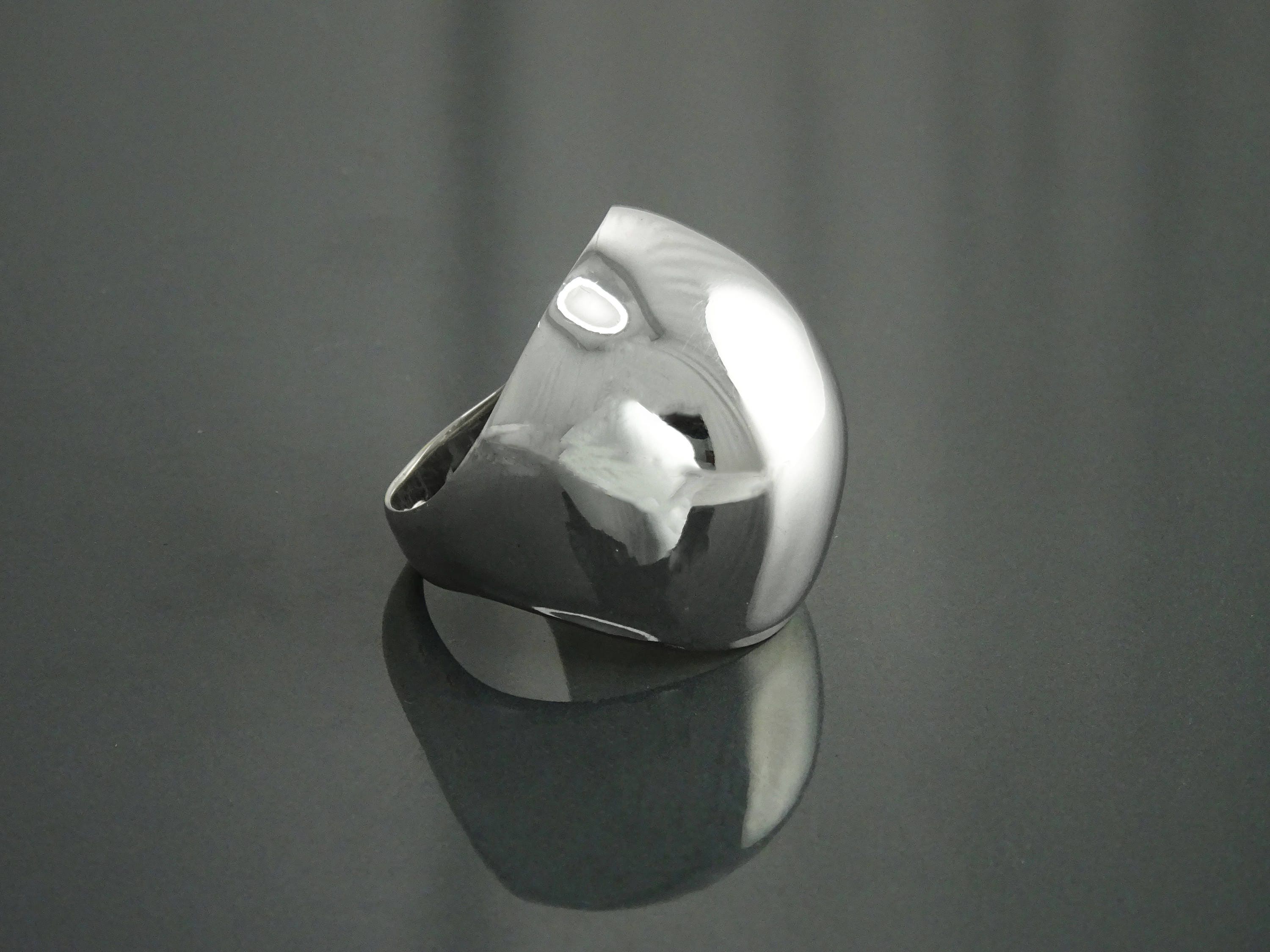 Statement Dome Ring, Sterling Silver 925, Hand Forged, Minimalist Ring, Designer Unique Style Ring, Wide Domed Ring, Smooth Polished Finish