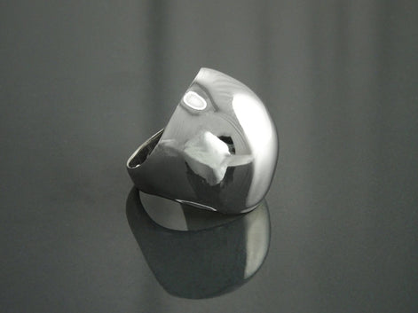 Statement Dome Ring, Sterling Silver 925, Hand Forged, Minimalist Ring, Designer Unique Style Ring, Wide Domed Ring, Smooth Polished Finish