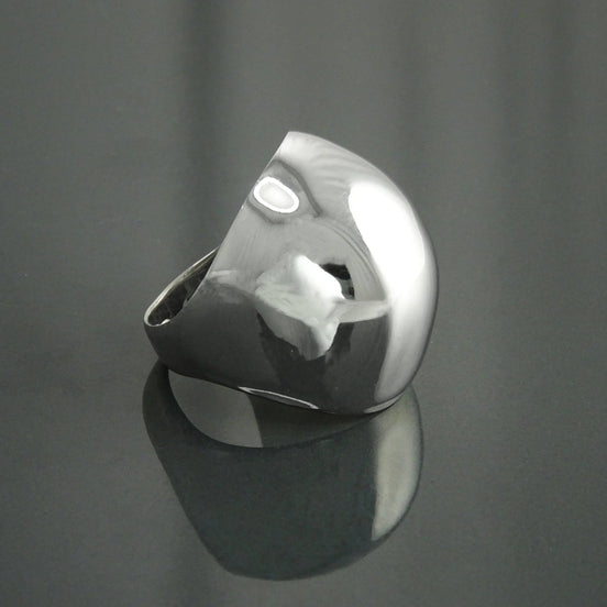 Statement Dome Ring, Sterling Silver 925, Hand Forged, Minimalist Ring, Designer Unique Style Ring, Wide Domed Ring, Smooth Polished Finish