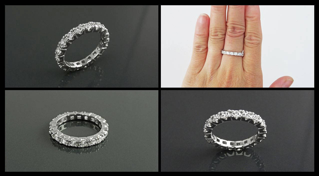 Full Eternity Band, Sterling Silver Wedding Ring, Cubic Zirconia Bridal Jewelry