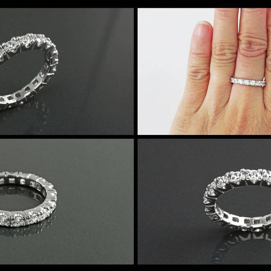 Full Eternity Band, Sterling Silver Wedding Ring, Cubic Zirconia Bridal Jewelry