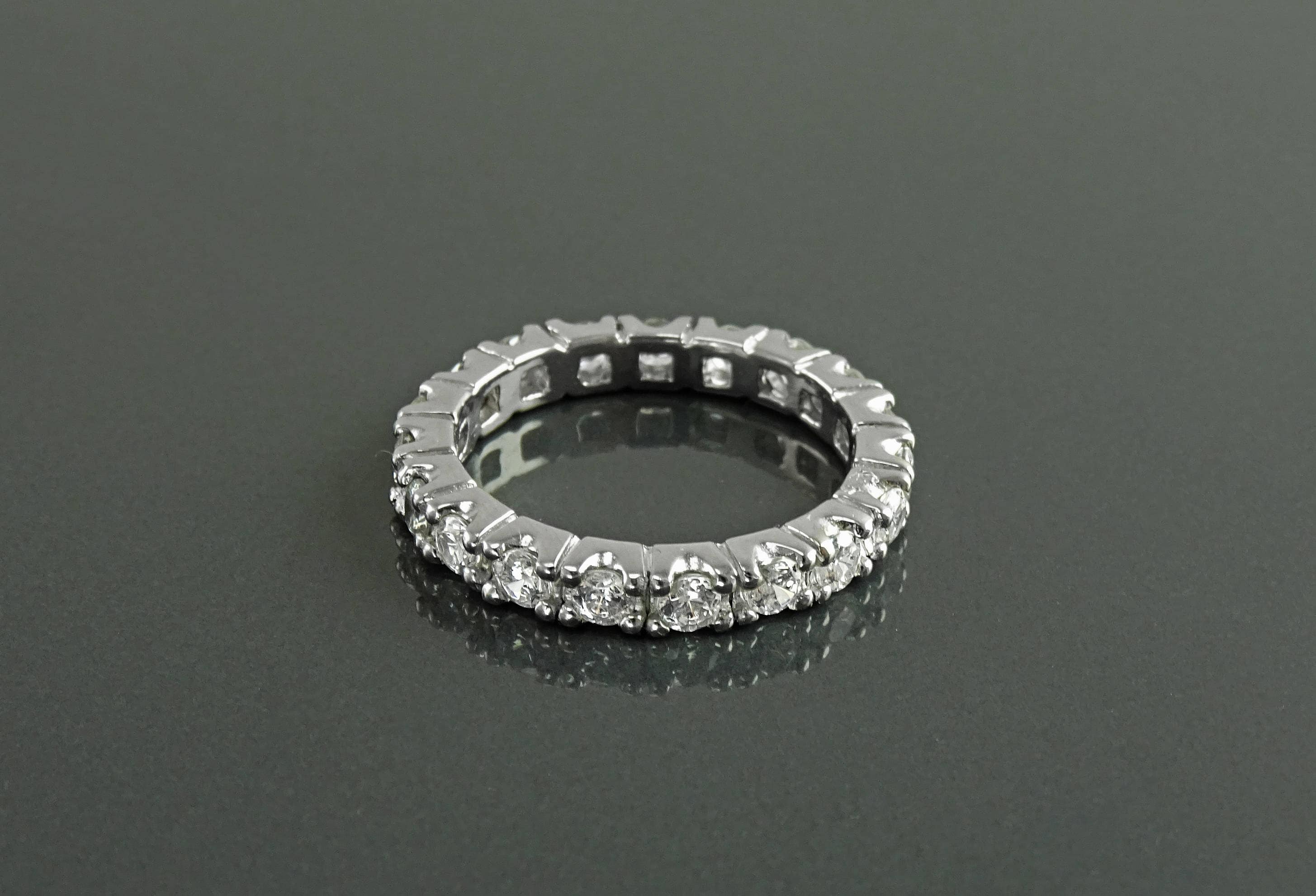 Full Eternity Band, Sterling Silver Wedding Ring, Cubic Zirconia Bridal Jewelry